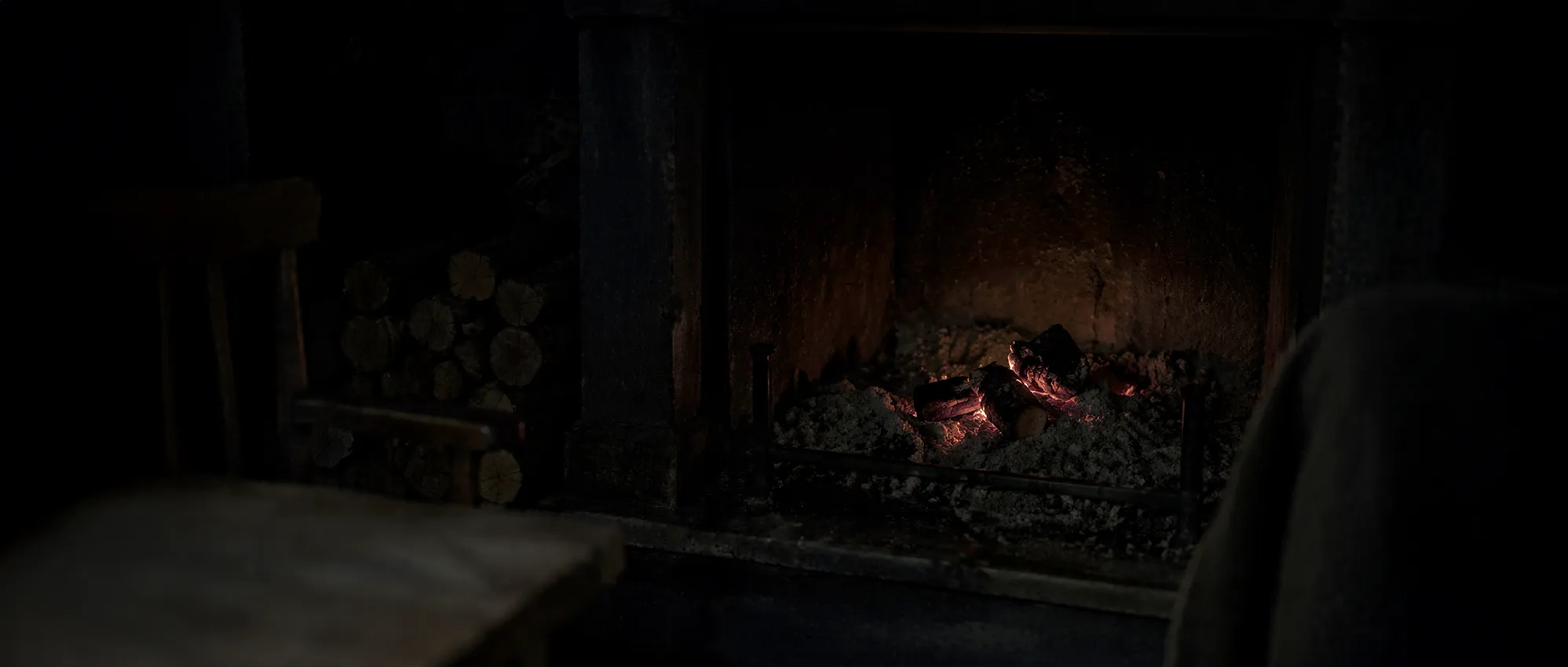 Slutbild av utdöende glöd