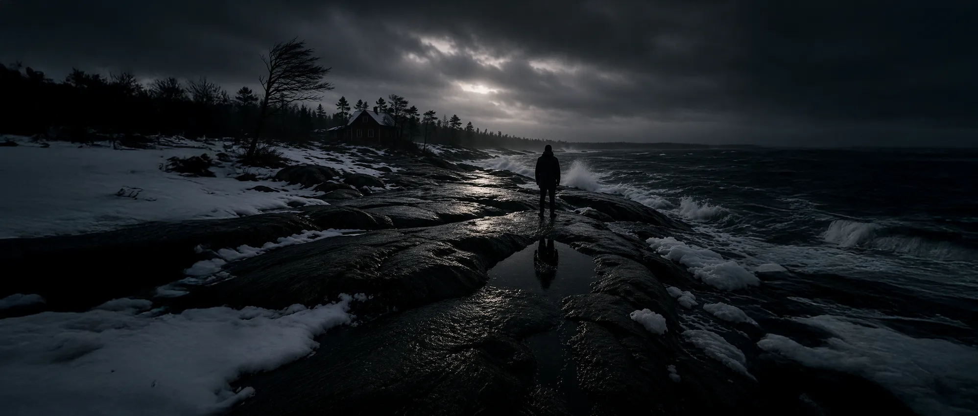 Små gestalter i exponerat nattlandskap